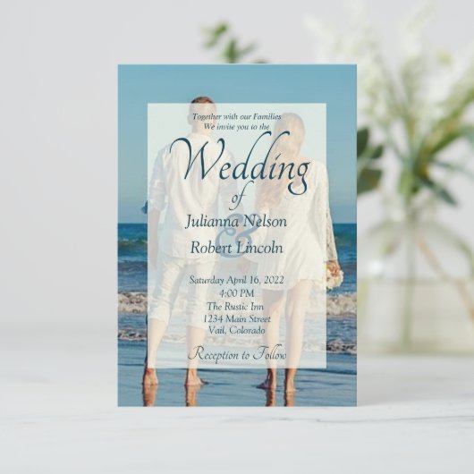 Fototrouwuitnodiging Kaart (Staand voorkant)