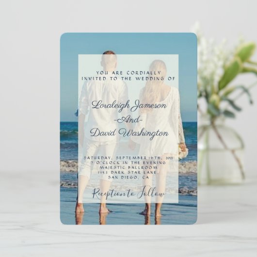 Fototrouwuitnodiging Kaart (Staand voorkant)