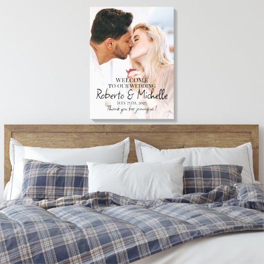 Fototrouwwelkomstbord gedrukt op canvas (Insitu (Slaapkamer))