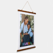 Fototypografie familie modern eenvoudig hangend wandkleed (Gebogen)