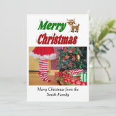 Fototypografie met prettige kerstreindester feestdagenkaart (Staand voorkant)