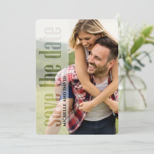 Fototypografie QR Code Save the Date Modern (Staand voorkant)