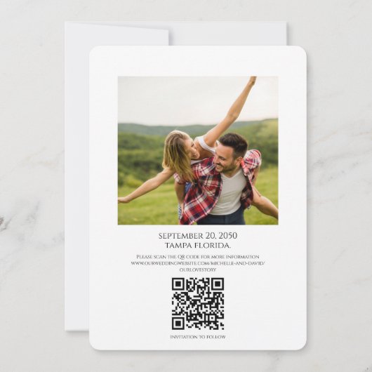 Fototypografie QR Code Save the Date Modern (Achterkant)