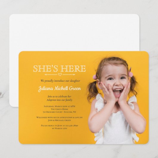 Fotouitnodiging adoptiepartij kaart (Voorkant / Achterkant)