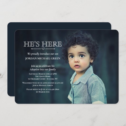 Fotouitnodiging adoptiepartij kaart (Voorkant / Achterkant)