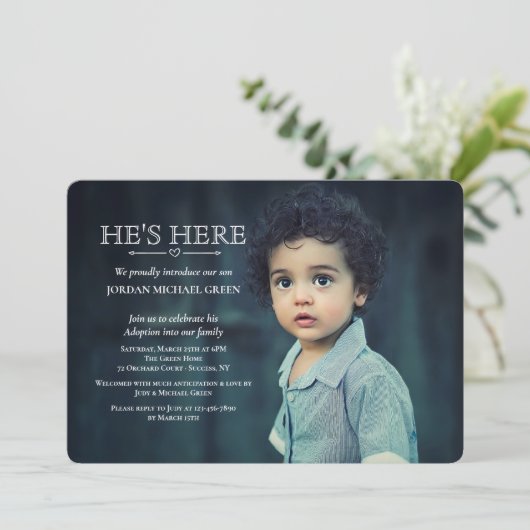 Fotouitnodiging adoptiepartij kaart (Staand voorkant)