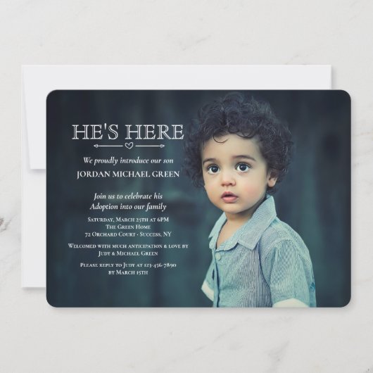 Fotouitnodiging adoptiepartij kaart (Voorkant)