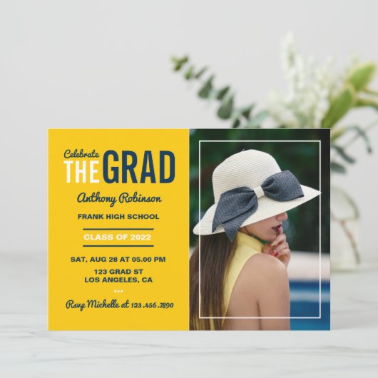 Fotouitnodiging blauwe en maïsgradatie kaart (Staand voorkant)