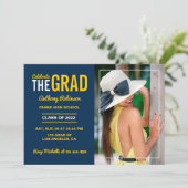 Fotouitnodiging blauwe en maïsgradatie kaart (Staand voorkant)