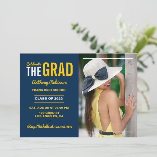 Fotouitnodiging blauwe en maïsgradatie kaart (Staand voorkant)