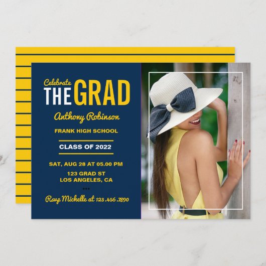 Fotouitnodiging blauwe en maïsgradatie kaart (Voorkant / Achterkant)