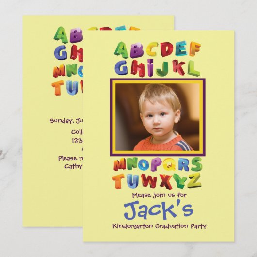 Fotouitnodiging van ABC Kaart (Voorkant / Achterkant)