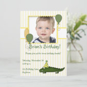Fotouitnodiging van Alligator Child Birthday Kaart (Staand voorkant)