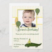 Fotouitnodiging van Alligator Child Birthday Kaart (Voorkant / Achterkant)