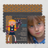 Fotouitnodiging van Cheerleader Birthday Party Kaart (Voorkant / Achterkant)