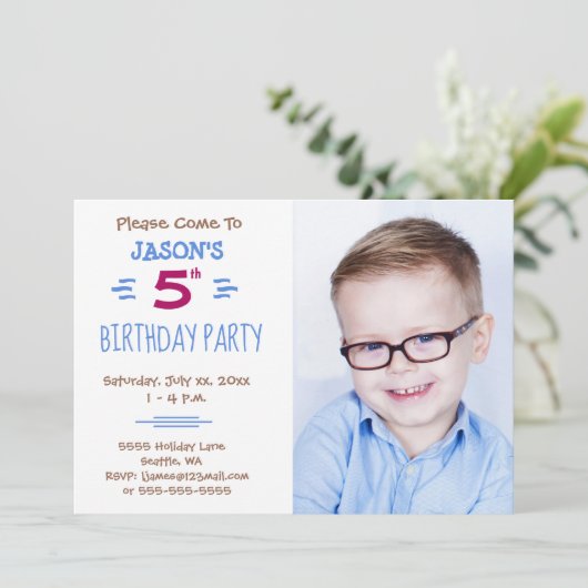 Fotouitnodiging van de Birthday Party Kaart (Staand voorkant)