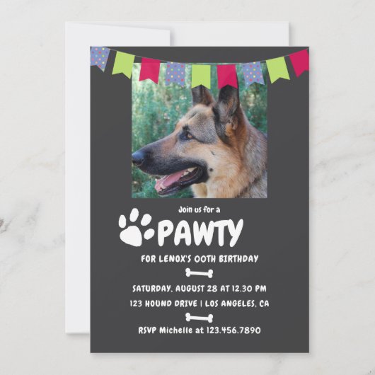 Fotouitnodiging van Dog of Puppy Birthday Party Kaart (Voorkant)