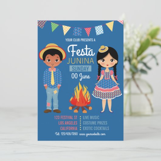 Fotouitnodiging van Festa Junina Corporate/Club Kaart (Staand voorkant)