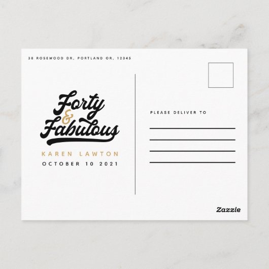 Fotouitnodiging voor 40 en fantastische verjaardag briefkaart (Achterkant)