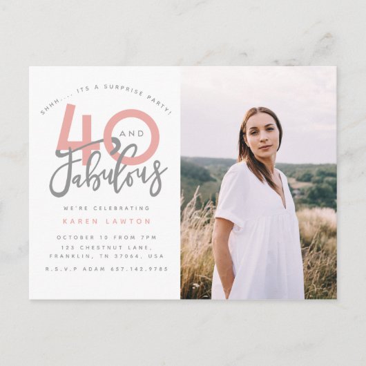 Fotouitnodiging voor 40 en geweldige verjaardagsfe briefkaart (Voorkant)