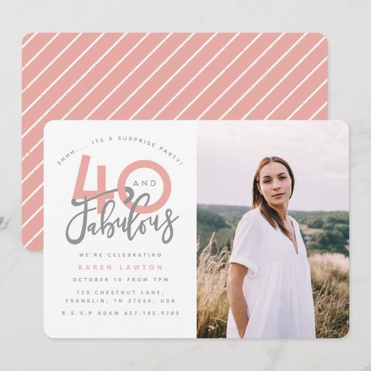 Fotouitnodiging voor 40 en geweldige verjaardagsfe kaart (Voorkant / Achterkant)