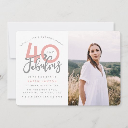Fotouitnodiging voor 40 en geweldige verjaardagsfe kaart (Voorkant)