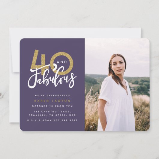 Fotouitnodiging voor 40 en geweldige verjaardagsfe kaart (Voorkant)