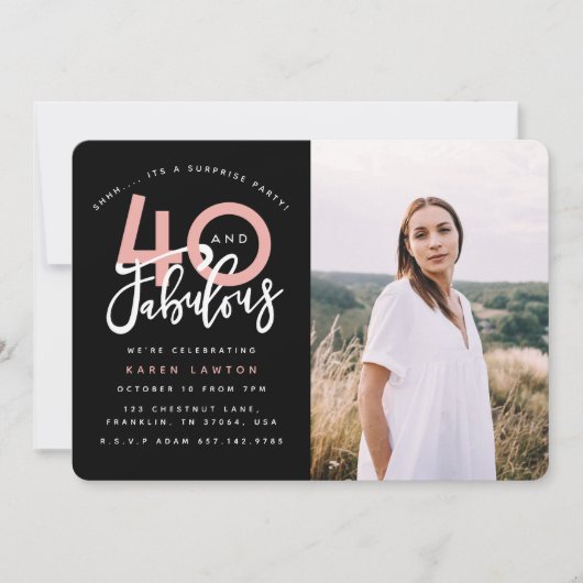 Fotouitnodiging voor 40 en geweldige verjaardagsfe kaart (Voorkant)