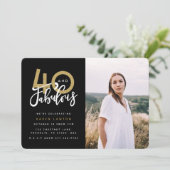 Fotouitnodiging voor 40 en geweldige verjaardagsfe kaart (Staand voorkant)