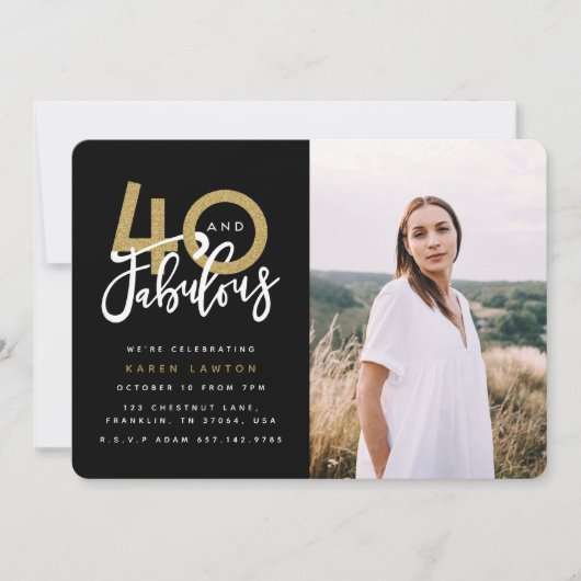 Fotouitnodiging voor 40 en geweldige verjaardagsfe kaart (Voorkant)