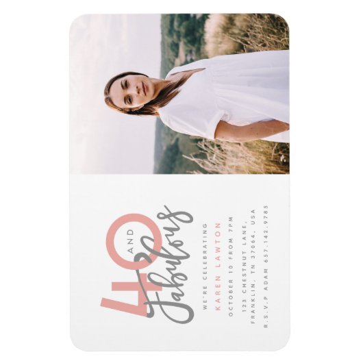 Fotouitnodiging voor 40 en geweldige verjaardagsfe magneet (Verticaal)