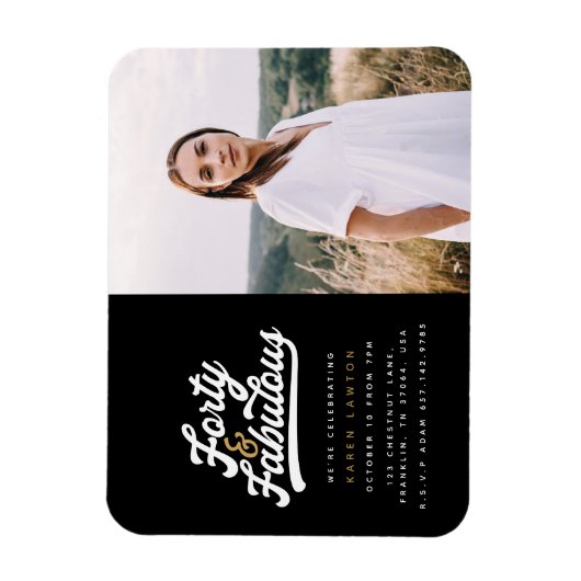 Fotouitnodiging voor 40 en geweldige verjaardagsfe magneet (Verticaal)