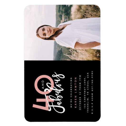 Fotouitnodiging voor 40 en geweldige verjaardagsfe magneet (Verticaal)