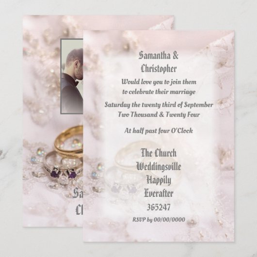 Fotouitnodiging voor bruiloft kaart (Voorkant / Achterkant)