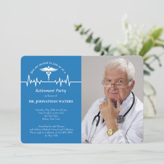 Fotouitnodiging voor Caduceus en Life Line Kaart (Staand voorkant)