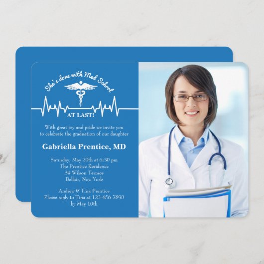 Fotouitnodiging voor Caduceus en Life Line Kaart (Voorkant / Achterkant)