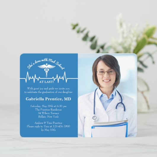 Fotouitnodiging voor Caduceus en Life Line Kaart (Staand voorkant)