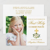 Fotouitnodiging voor de eerste Heilige Commune Gre (Voorkant / Achterkant)