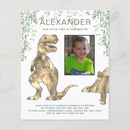Fotouitnodiging voor Dinosaur-verjaardagsfeest Flyer (Voorkant)