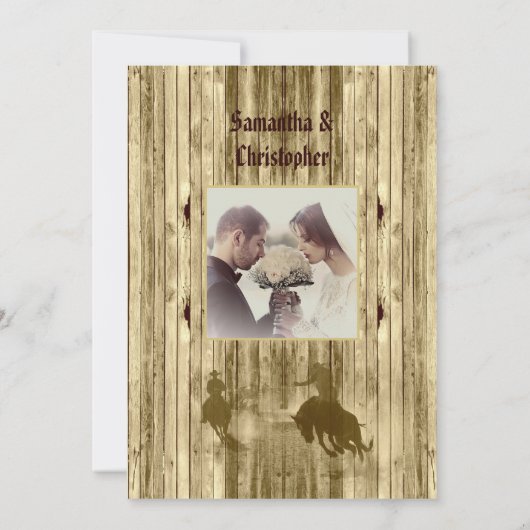 Fotouitnodiging voor een trouwe cowboy bruiloft kaart (Achterkant)