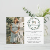 Fotouitnodiging voor Eucalyptus greenery baby show Kaart (Staand voorkant)