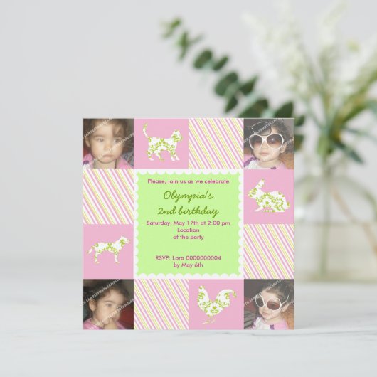 Fotouitnodiging voor gezelschapsdieren en strepen kaart (Staand voorkant)