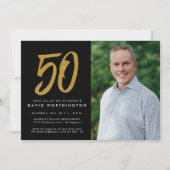 Fotouitnodiging voor Glitter Gold 50e verjaardag Kaart (Voorkant)