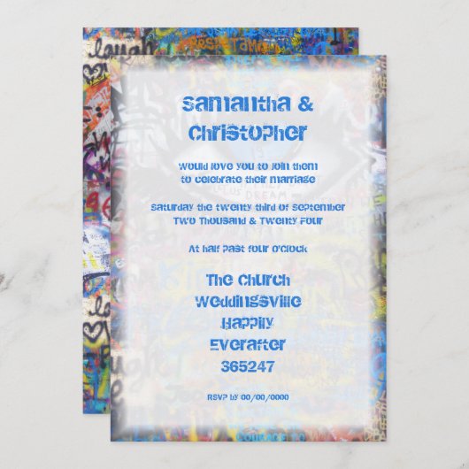 Fotouitnodiging voor het bruiloft van Urban graffi Kaart (Voorkant / Achterkant)
