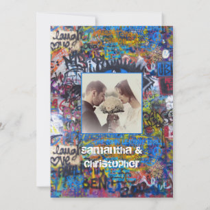 Fotouitnodiging voor het bruiloft van Urban graffi Kaart