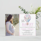 Fotouitnodiging voor hot-air ballon baby shower kaart (Staand voorkant)