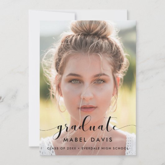 Fotouitnodiging voor legant en chic afstuderen aankondiging (Voorkant)