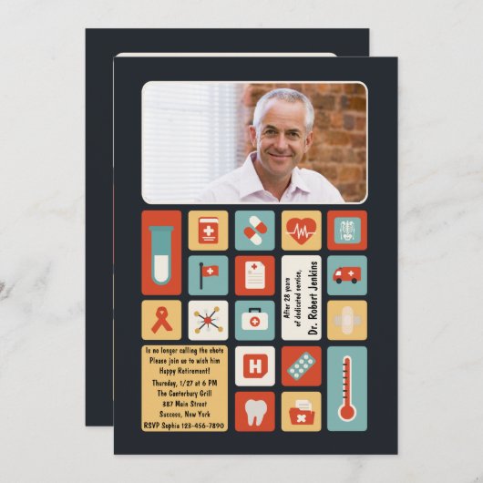 Fotouitnodiging voor medische veldretirement kaart (Voorkant / Achterkant)