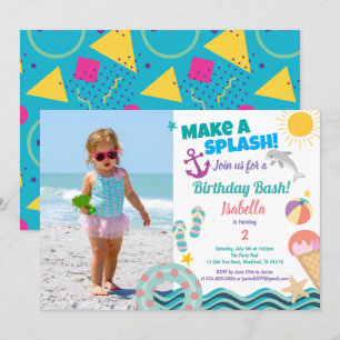 Fotouitnodiging voor meisjes op feestdag kaart