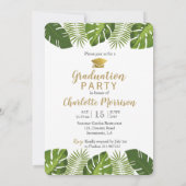 Fotouitnodiging voor tropisch groen afstuderen kaart (Achterkant)